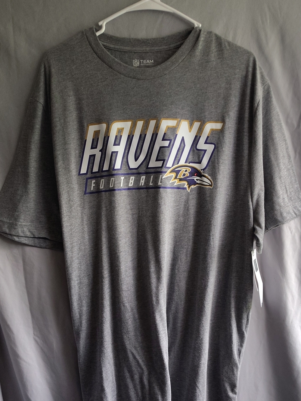 NFL Baltimore Ravens Gray Graphic Tee with Purple & Gold Accents